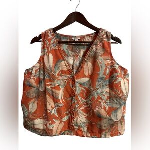 a.n.a Rust Orange Tropical Print Button-Front Camisole